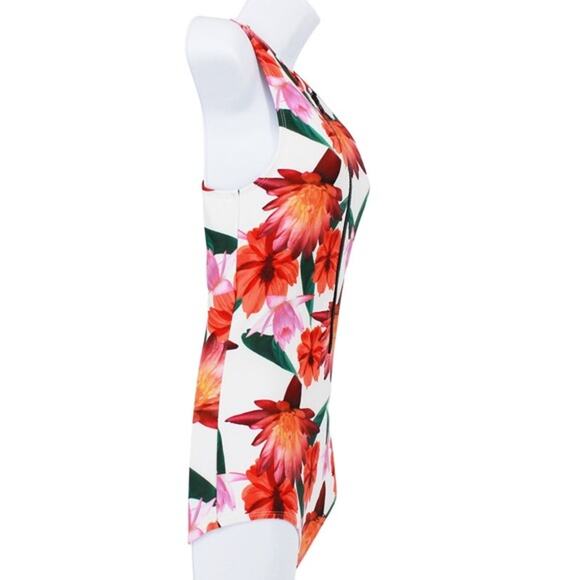Swimsuit Classic Racer Style One Piece in Tropical Floral Size X-Small - Picture 4 of 7